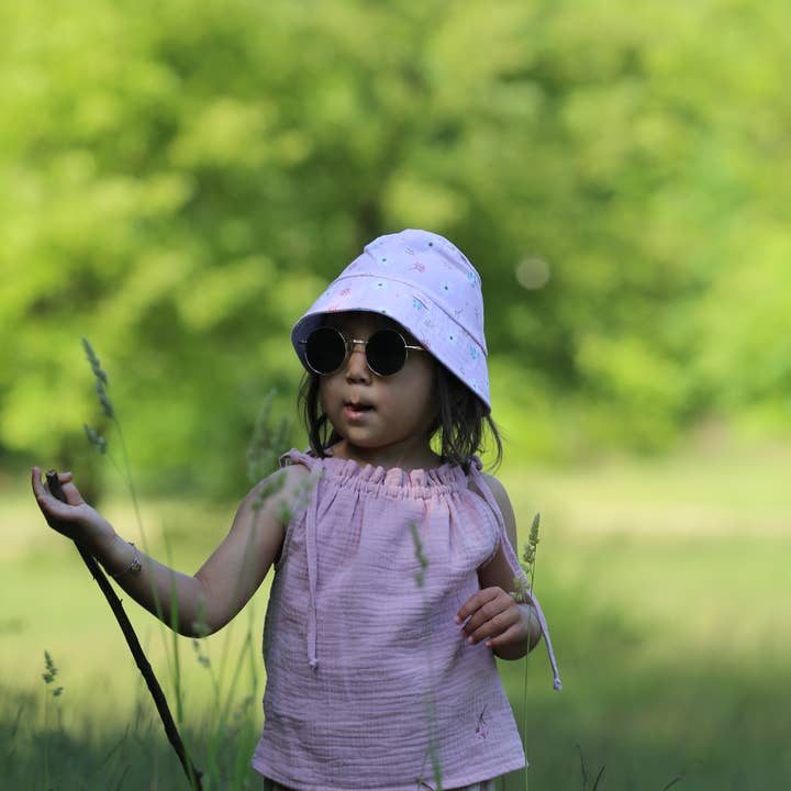 Bucket Hat "Albina" - green flowers cotton with label for wholesale on Faire2