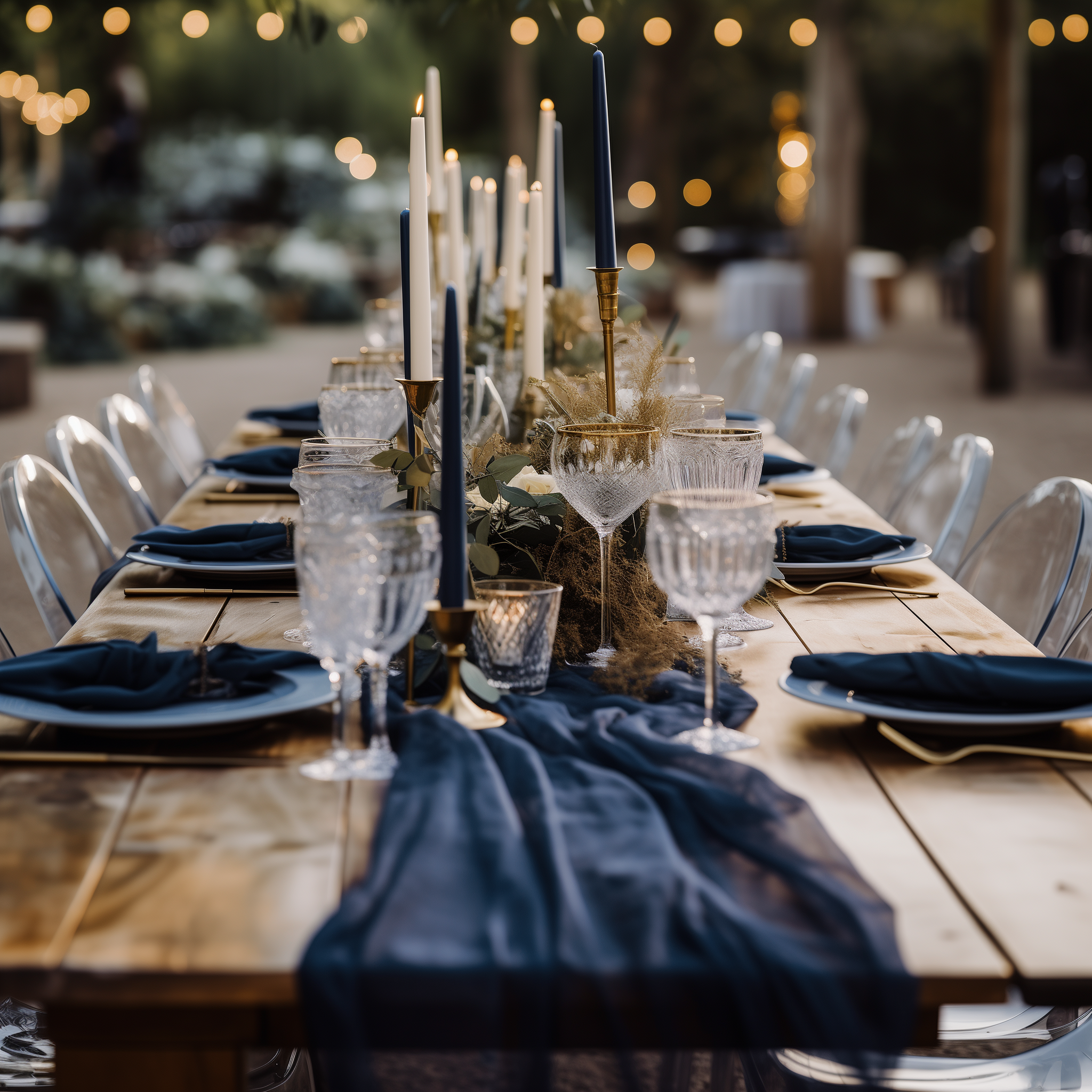 AVAGANTE Design – wholesale Table runner – Table runner -  crinkled cheesecloth runner - Navy blue1