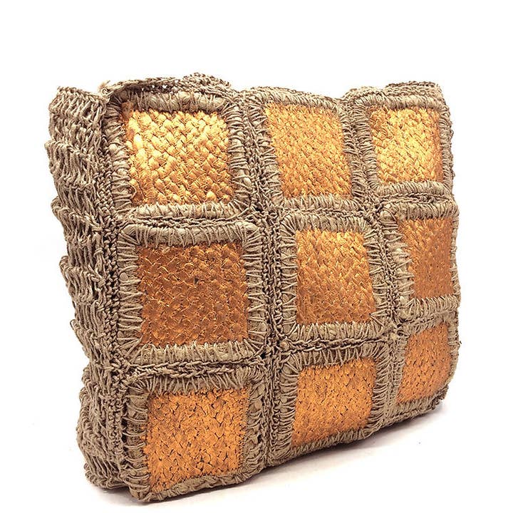 FF6636 Saco Retangular Com Folha Estampada Quadrada por atacado de LOOWIE