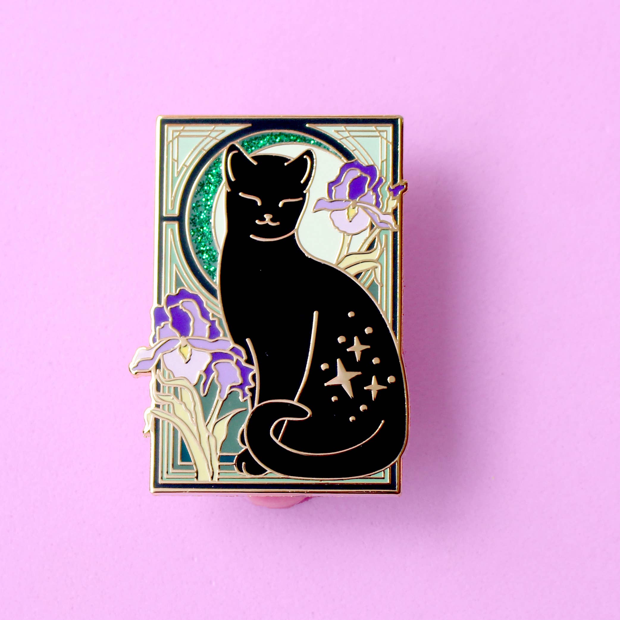 Glitter Punk - Wholesale Lapel Pin/Button - Iris Cat – Art Nouveau Collection
