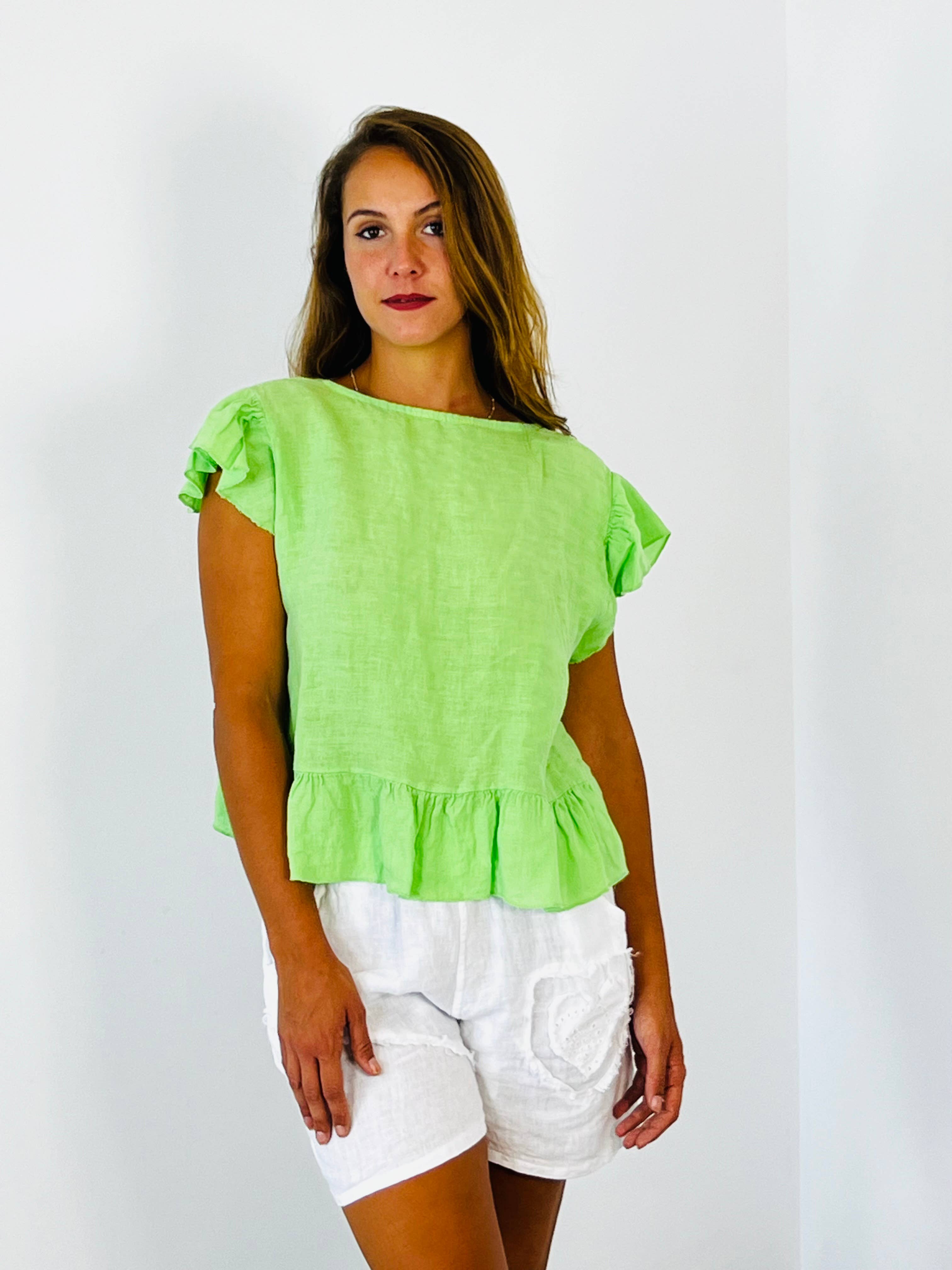 Linen & More - Wholesale Blouse - Women's - REF 11895 100% LINEN SHORT TIE BLOUSE12