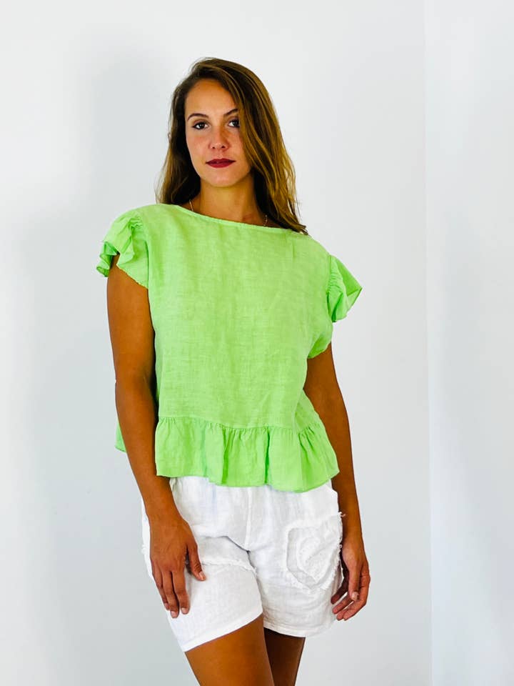 Linen & More - Wholesale Blouse - Women's - REF 11895 100% LINEN SHORT TIE BLOUSE12