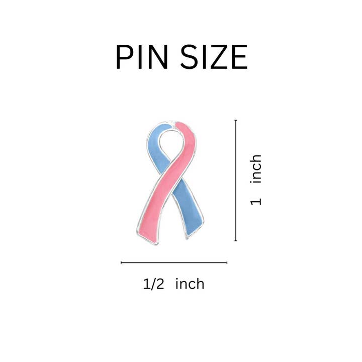 The Awareness Company - Wholesale Lapel Pin/Button - Large Flat Pink & Blue Ribbon Pins