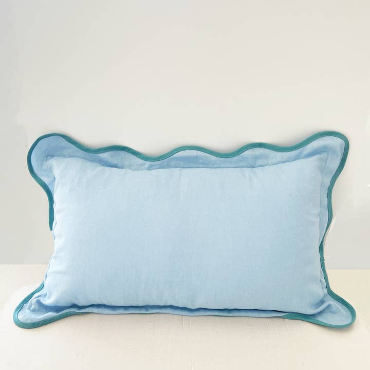 Sweet Pea And Whimsy - Wholesale Throw Pillow Cover - Blue Scalloped Throw Pillow Cover0