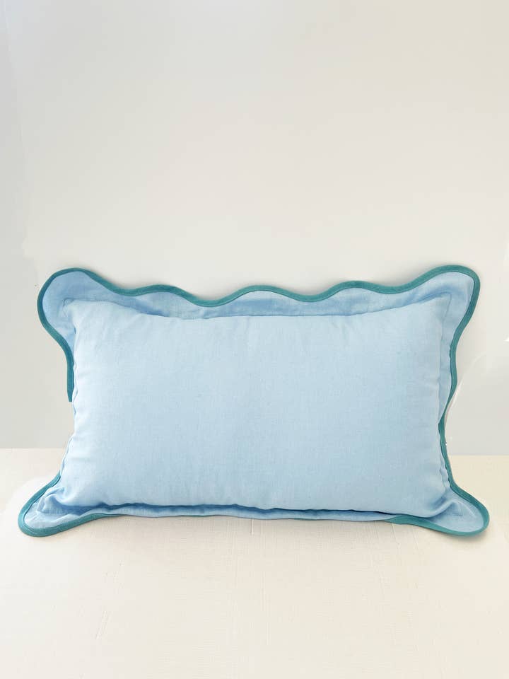 Blue Scalloped Throw Pillow Cover for wholesale by Sweet Pea And Whimsy