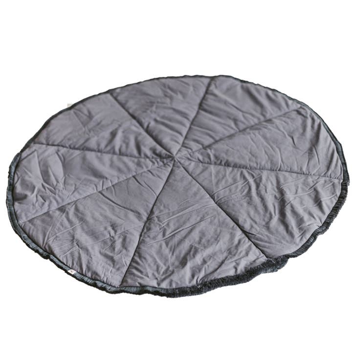 MINICAMP Grey Play Mat for Children with Cotton Fringe Trim for wholesale by MINICAMP