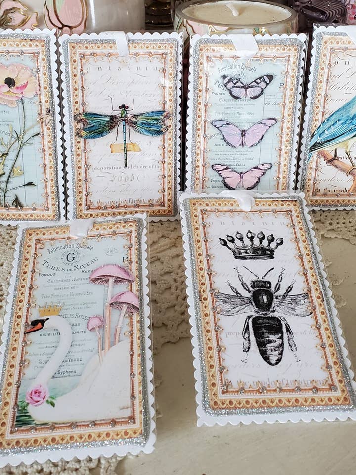 Set di 6 etichette regalo primaverili per la vendita all'ingrosso da parte di Little Heart Designs