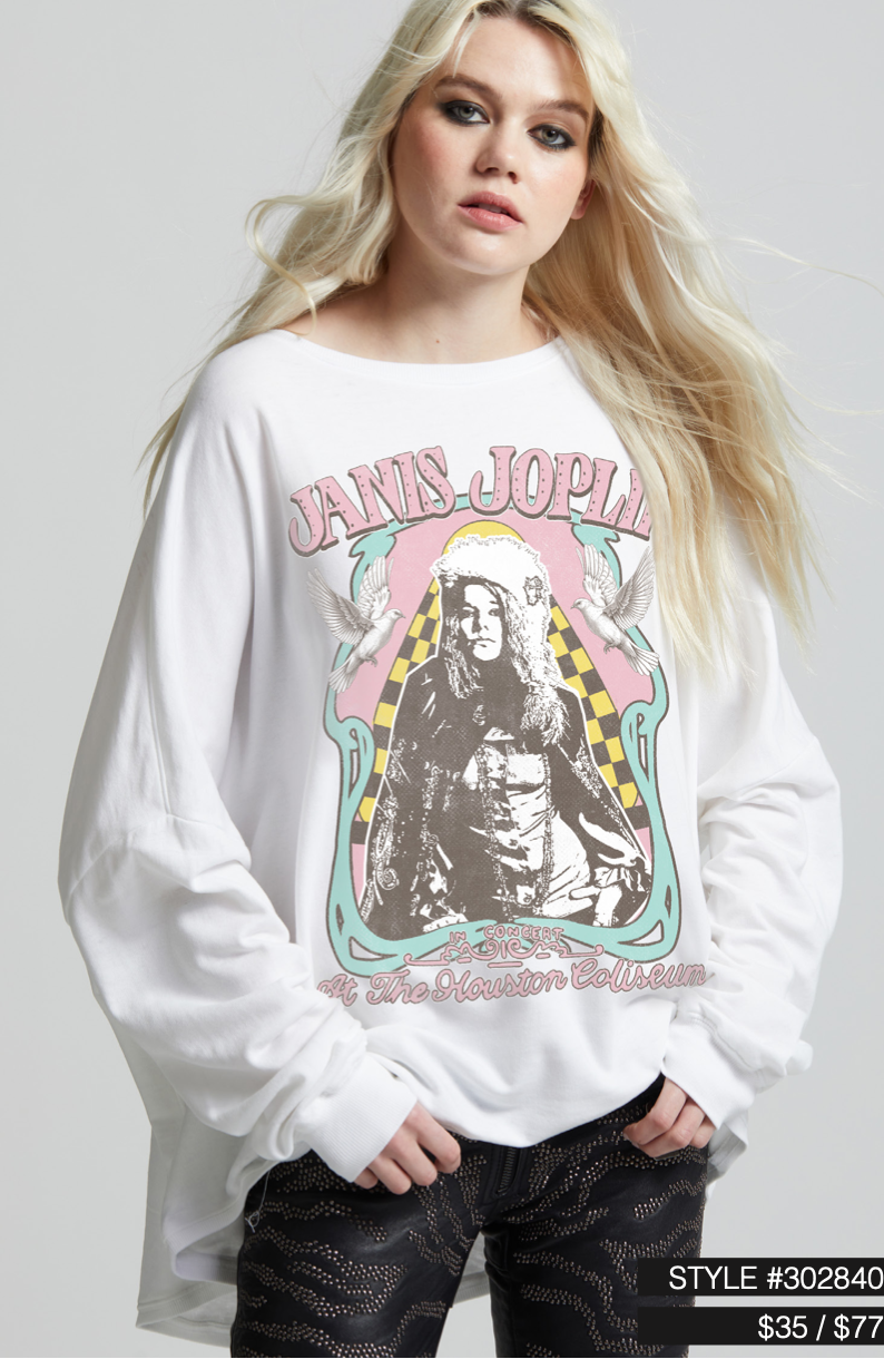 Blanc 302840 - 1030 Veste polaire Janis Joplin Burn Out LS taille unique en vente sur Faire1