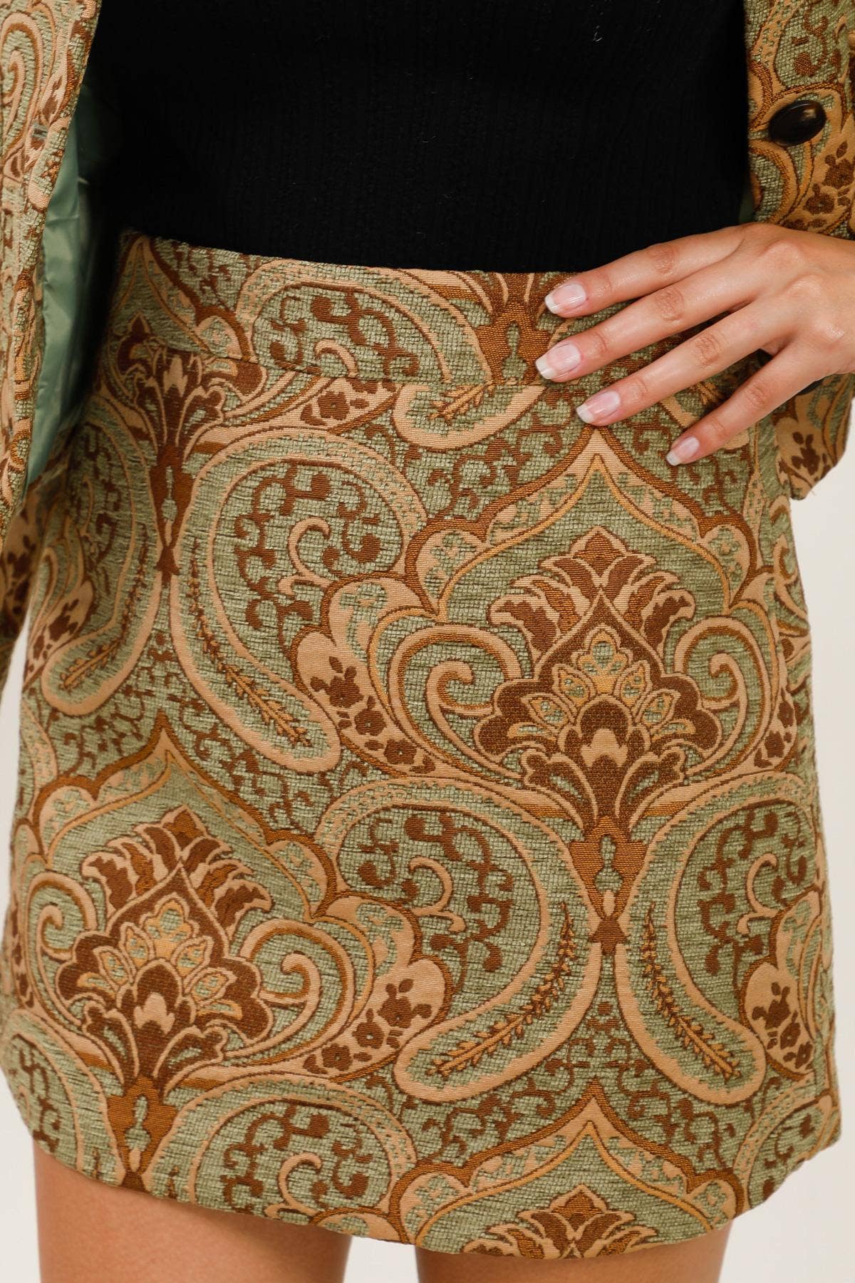 Green 5907 BROCADE SKIRT for wholesale on Faire1