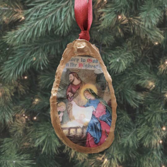 Weihnachtsbaum-Geburtskrippen-Muschelornament • Version 1 für den Großhandel von Beatrixbell Handcrafted
