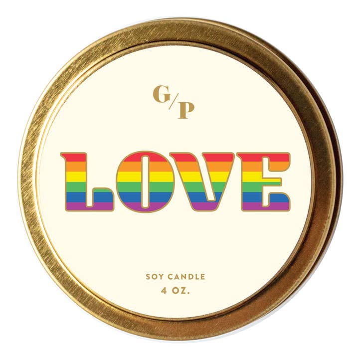 GP Candle Co. - Wholesale Travel Candles - Love Pride Just Because 4 oz. Candle Tin