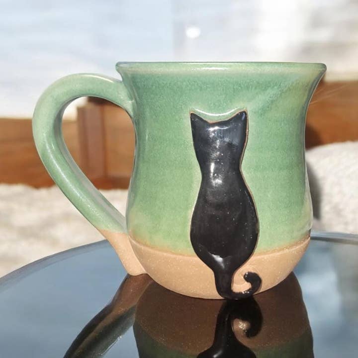 Black Cat Mug for wholesale by MudWorks Pottery