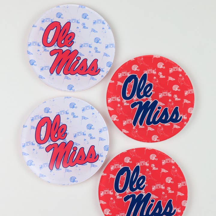 Tailgated Co. - Wholesale Coasters - Ole Miss Collegiate Acrylic Coaster1