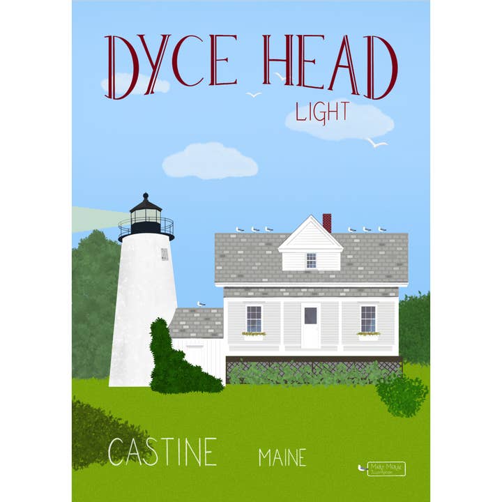 Dyce Head Light: Castine ME Greeting Card for wholesale by Mary McRae Illustration