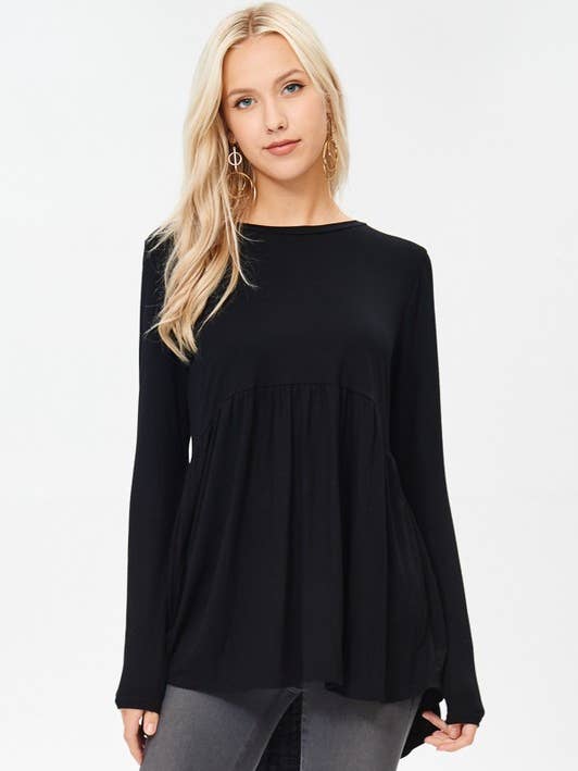 7017-LONGSLEEVE SOLID TOP for wholesale by lovely melody