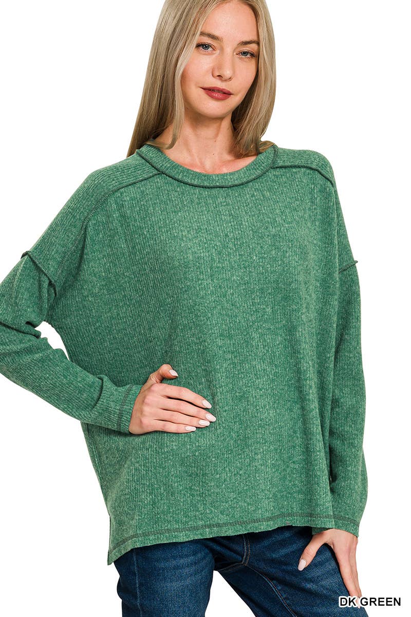 Vanilla Monkey - Wholesale Pullover-trui - Dames - Hacci Hi-low trui met geborstelde geribbelde details6