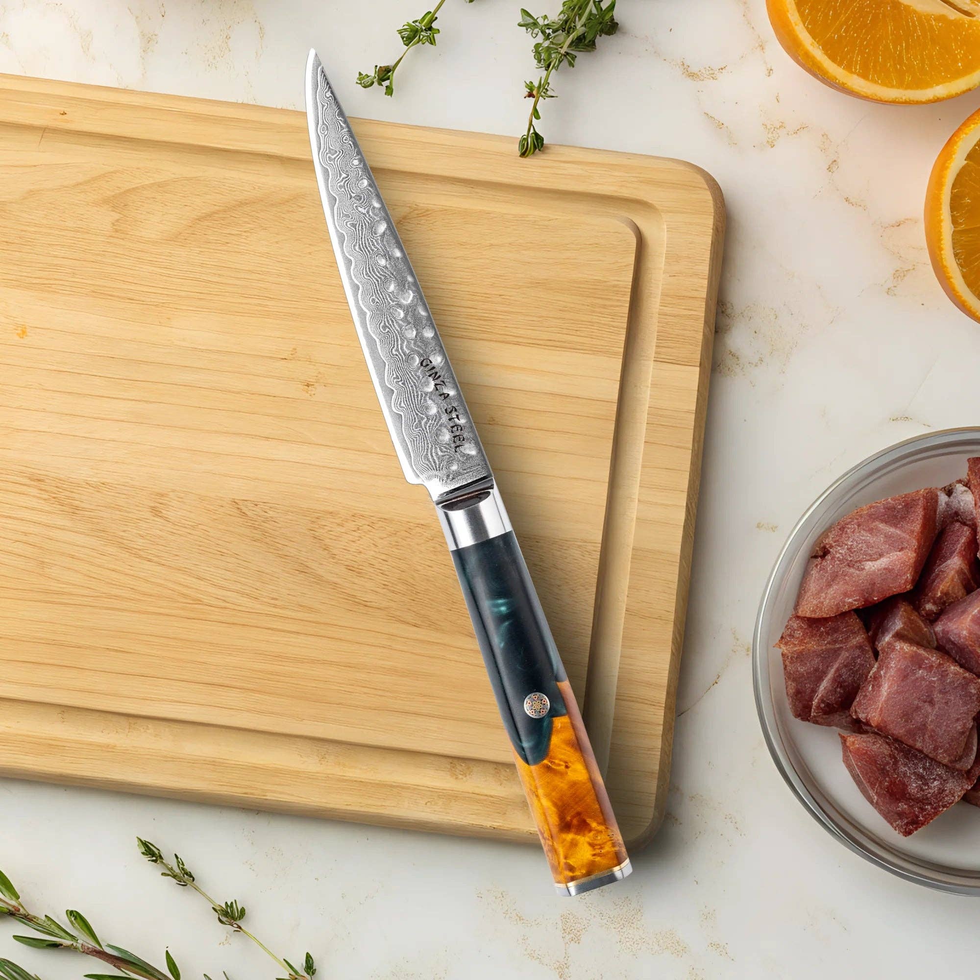 Ginza Steel - Wholesale Kitchen/Utility Knife - Kaze Katana – 6-Inch Utility Knife, Damascus VG10 Steel, 67 Layers2