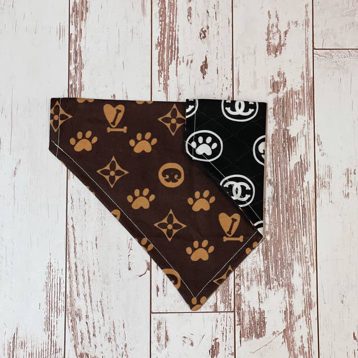 Aussie Paws Bandanas - Wholesale Pet Bandana - Dog - Chewy Vuitton & Chewnel Reversible Bandana