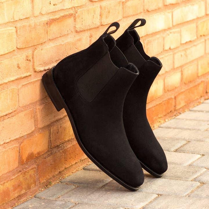 Monza Lux-Chelsea-Stiefel aus Veloursleder für Herren, Schwarz für den Großhandel von DapperFam