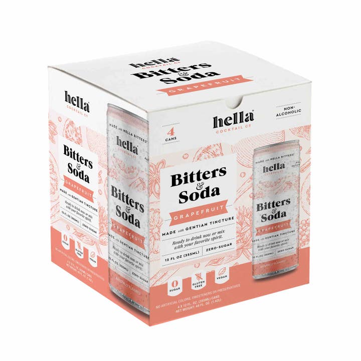 Hella Cocktail Co. - Wholesale Non-Alcoholic Aperitif/Mocktail - Bitters & Soda: Grapefruit 12oz, 4-Pack2