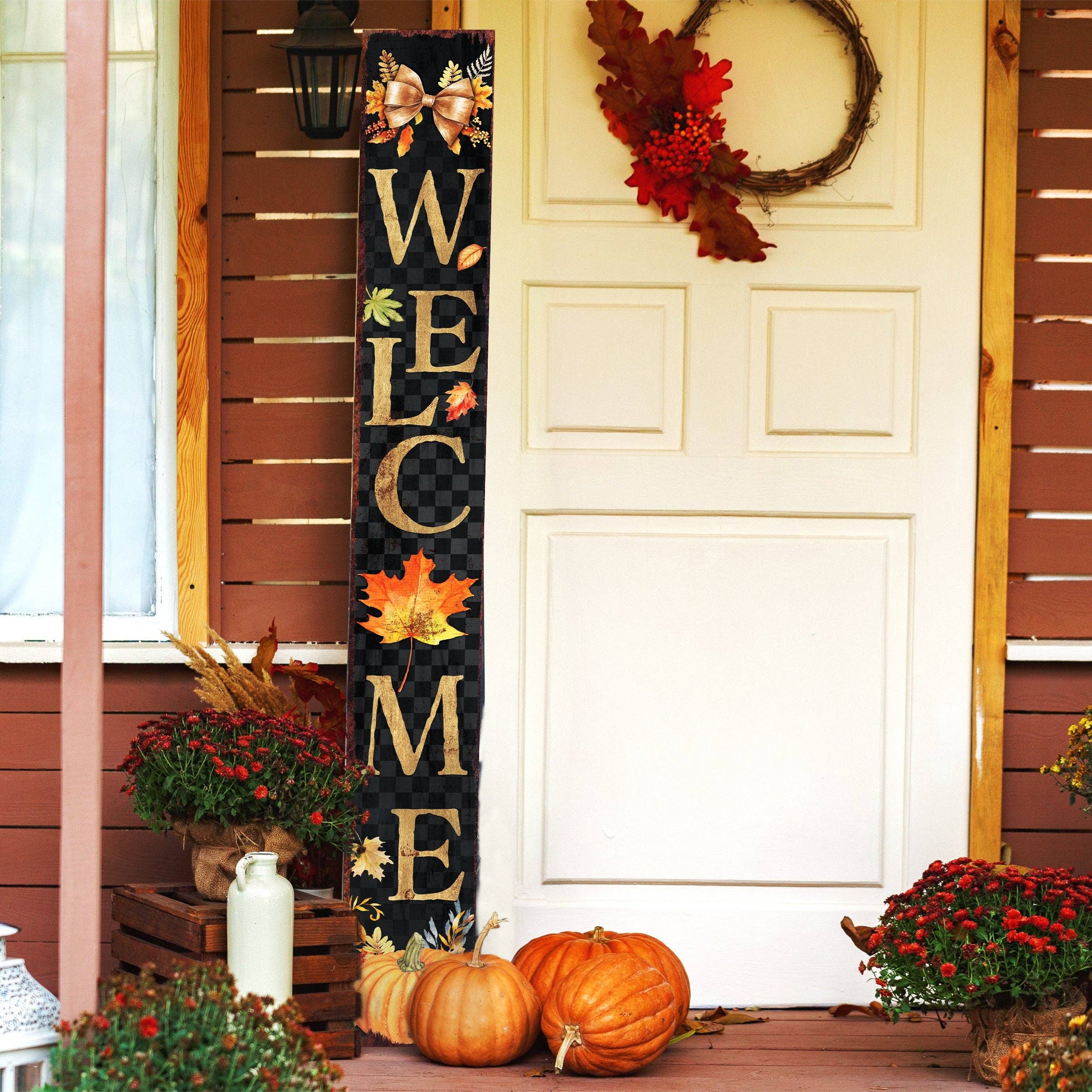 TX USA Corporation - Wholesale Outdoor Sign - 72in Rustic Fall Welcome Porch Sign – Vintage Wooden Front Door Decor8