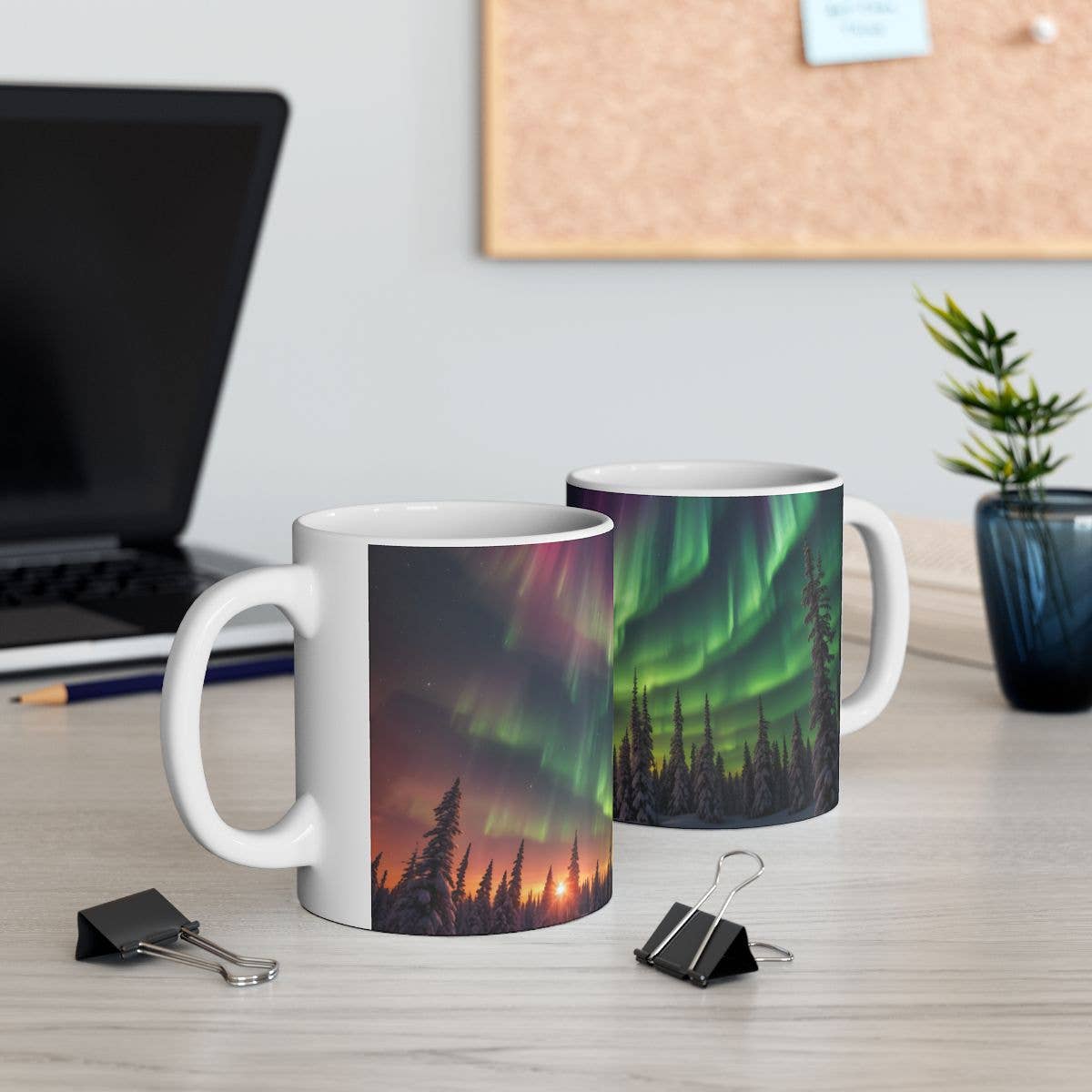 Upside Down Owl Farm - Wholesale Coffee Mug - Aurora Borealis Mug, Northern Lights Mug, 11 oz or 15 oz.Mug5