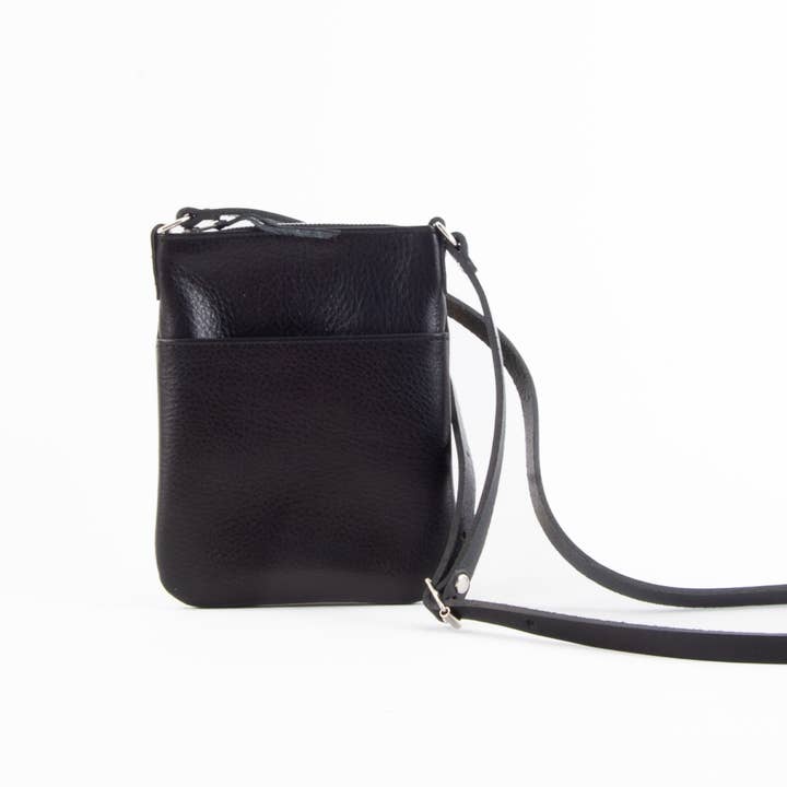Lightweight Black Leather Mini Bag for wholesale by TILT//SHIFT Leatherworks