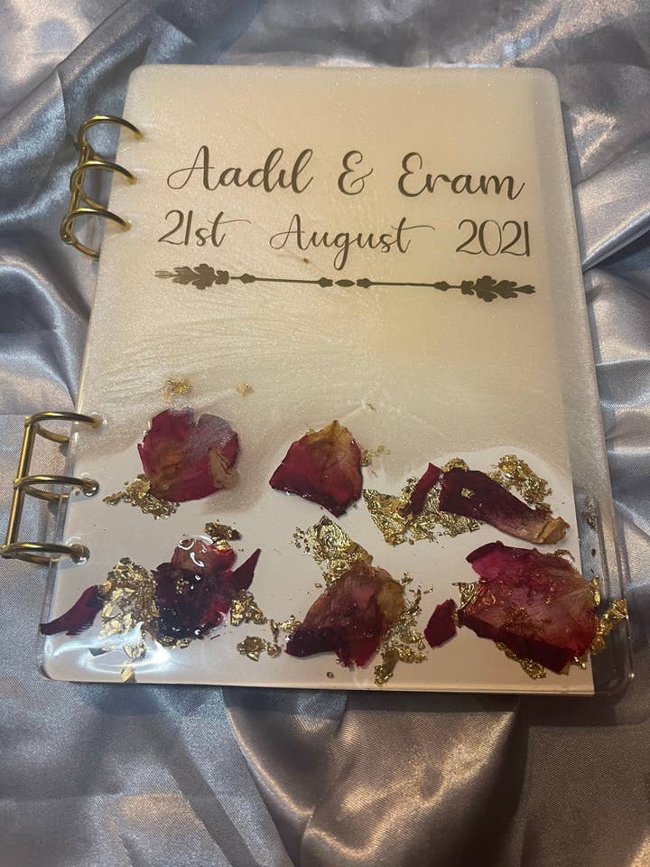 Custom Wedding Guestbook | Nikkah | Scrapbook | Marriage | Bride | Groom | Resin | Name | Couple | Gift | Personalised | Journal for wholesale by Hudaa & Co