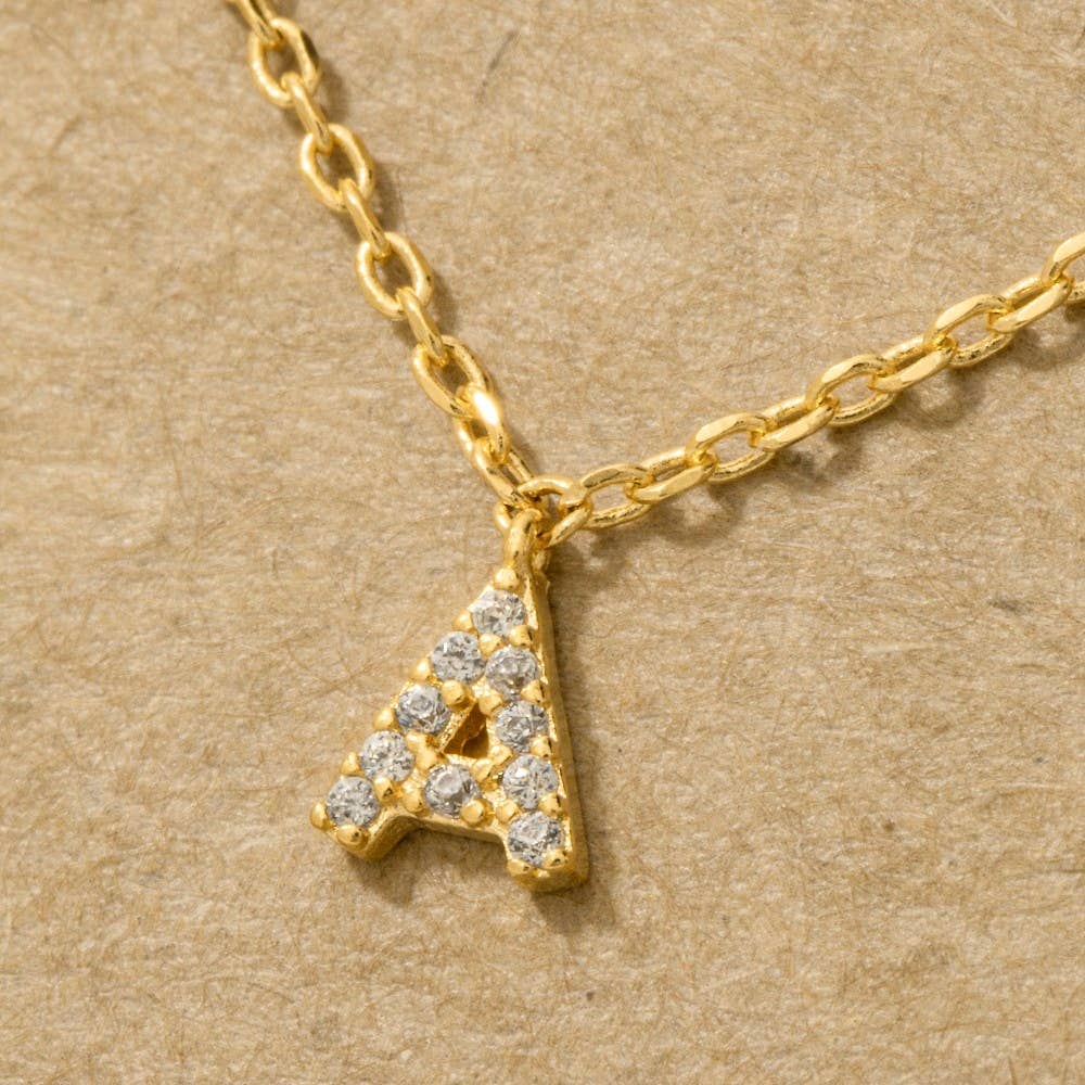 Fame Accessories - Vendita all'ingrosso Collana con ciondolo/pendaglio - Mini collana iniziale con strass1