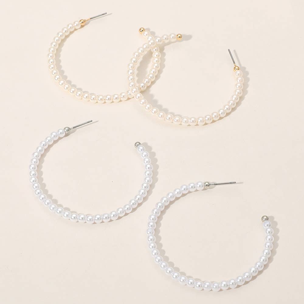 Sensibling Corp. - Wholesale Hoop Earrings - Pearl Hoop Earrings0