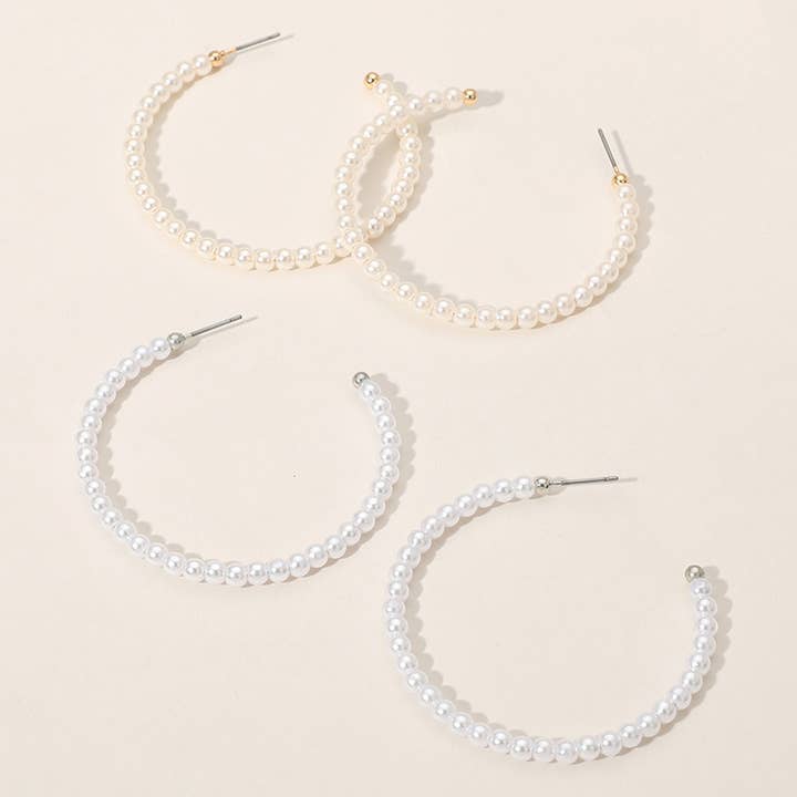 Sensibling Corp. - Wholesale Hoop Earrings - Pearl Hoop Earrings