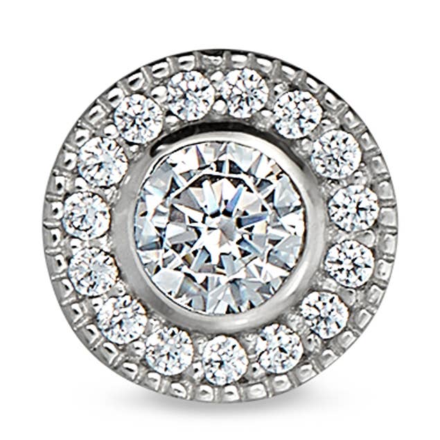 Micropavé rond simulé en argent sterling avec finition platine pour la vente par Kelly Waters