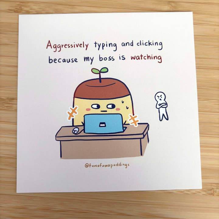 5 inch kawaii pudding print | relatable work art print for wholesale by Fuwafuwapuddings