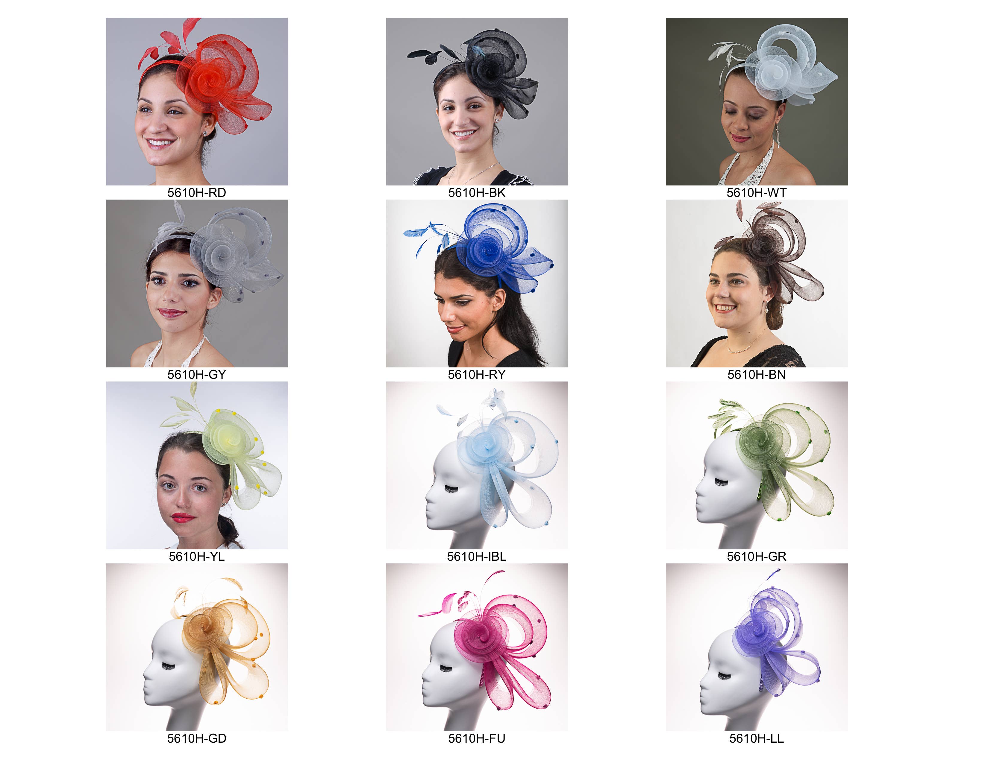 KaKyCo - Venta al por mayor Tocado - Mujer - Fascinador de cóctel con lazo de flor de crinolina y pluma | 5610H4