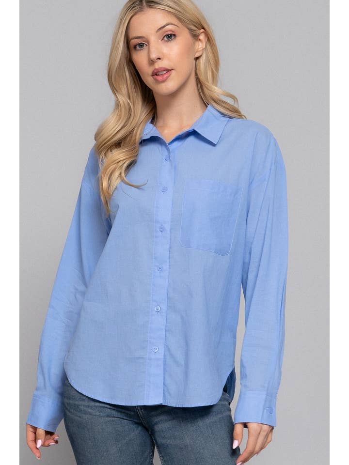 Active Basic | Active USA - Wholesale Button Down Shirt - Women's - Long Sleeve Woven Shirt