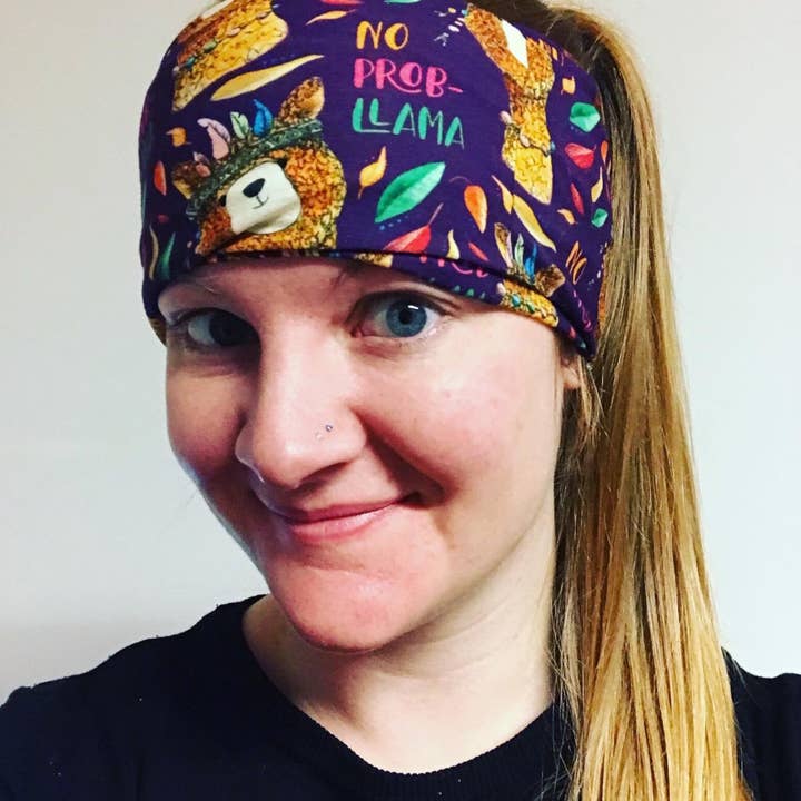 No Prob llama Multi-Functional Head & Neckwear - scarf tube for wholesale by Catherine Redgate: Illustrator