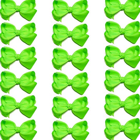 Kids Charm Online - Wholesale Hair Bow - Kids - LIME GREEN 4IN WIDE BOWS 24 PCS/$7.50 BW-556-4