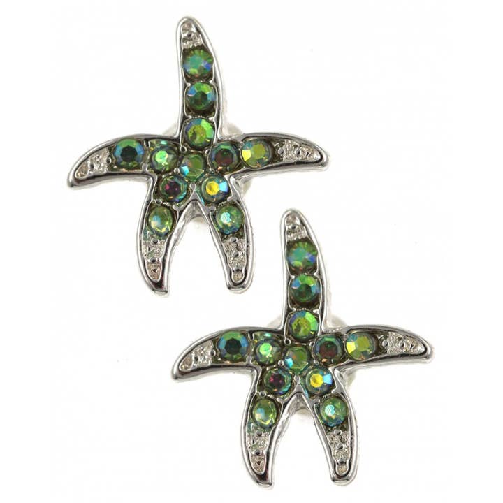 Pendientes de poste de estrella de mar de plata AB Peridot FR2452 para venta al por mayor de 0011 PREMIERE