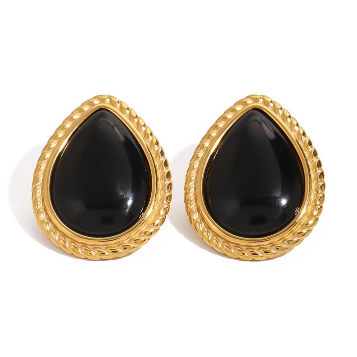 Orecchini vintage oro con nero per la vendita all'ingrosso da parte di LOUIZ