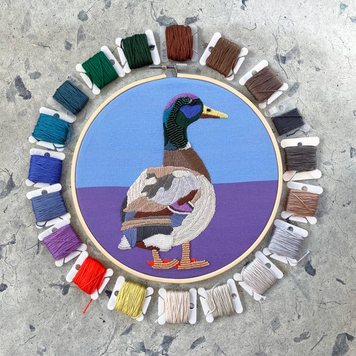 DIY Embroidery and Beadwork Kit - Mallard Duck (8") for wholesale by Kate Wyatt Fine Art