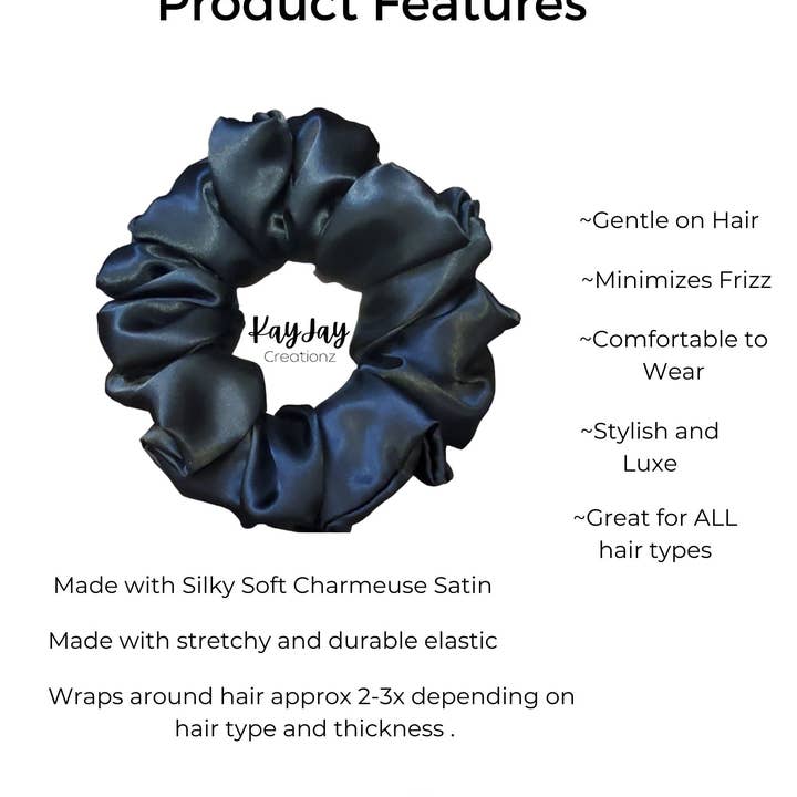 KayJay Creationz – wholesale Scrunchie - Dam – Peach Satin Scrunchie| Hårskruvar för kvinnor | Hårband | Gåvor till henne