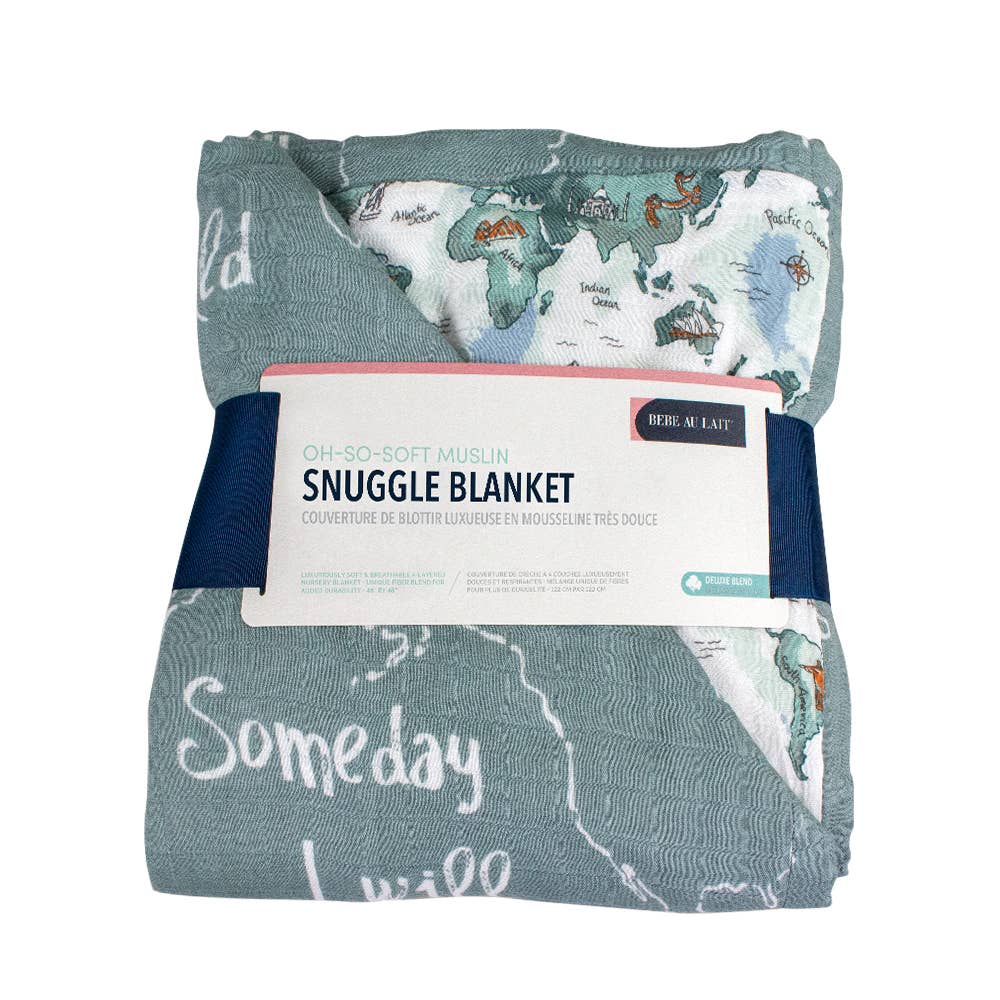 Bebe au Lait - Wholesale Bedding Blanket - Kids & Baby - World Map + Someday Oh-So-Soft Muslin Snuggle Blanket6