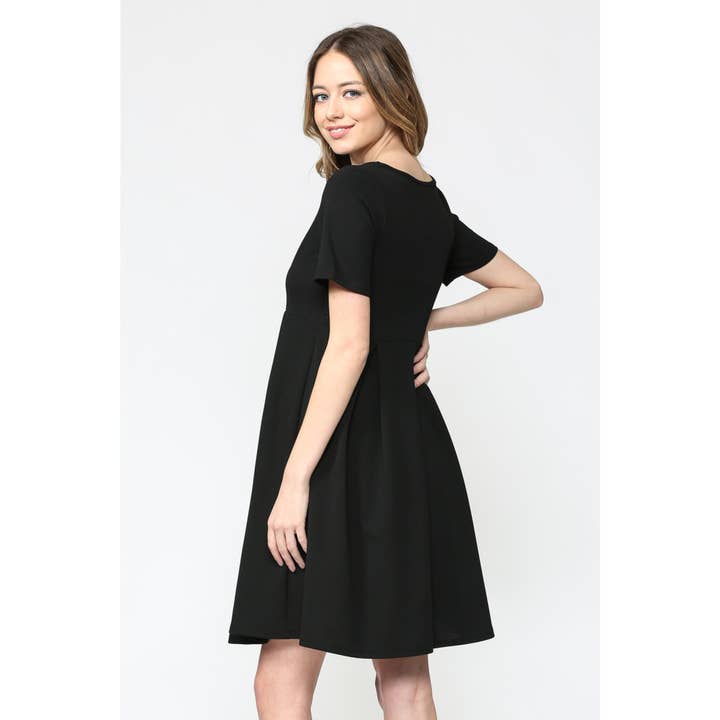 Hello Miz - Wholesale Dress - Maternity - Pleated Round Neck Maternity Skater Dress1