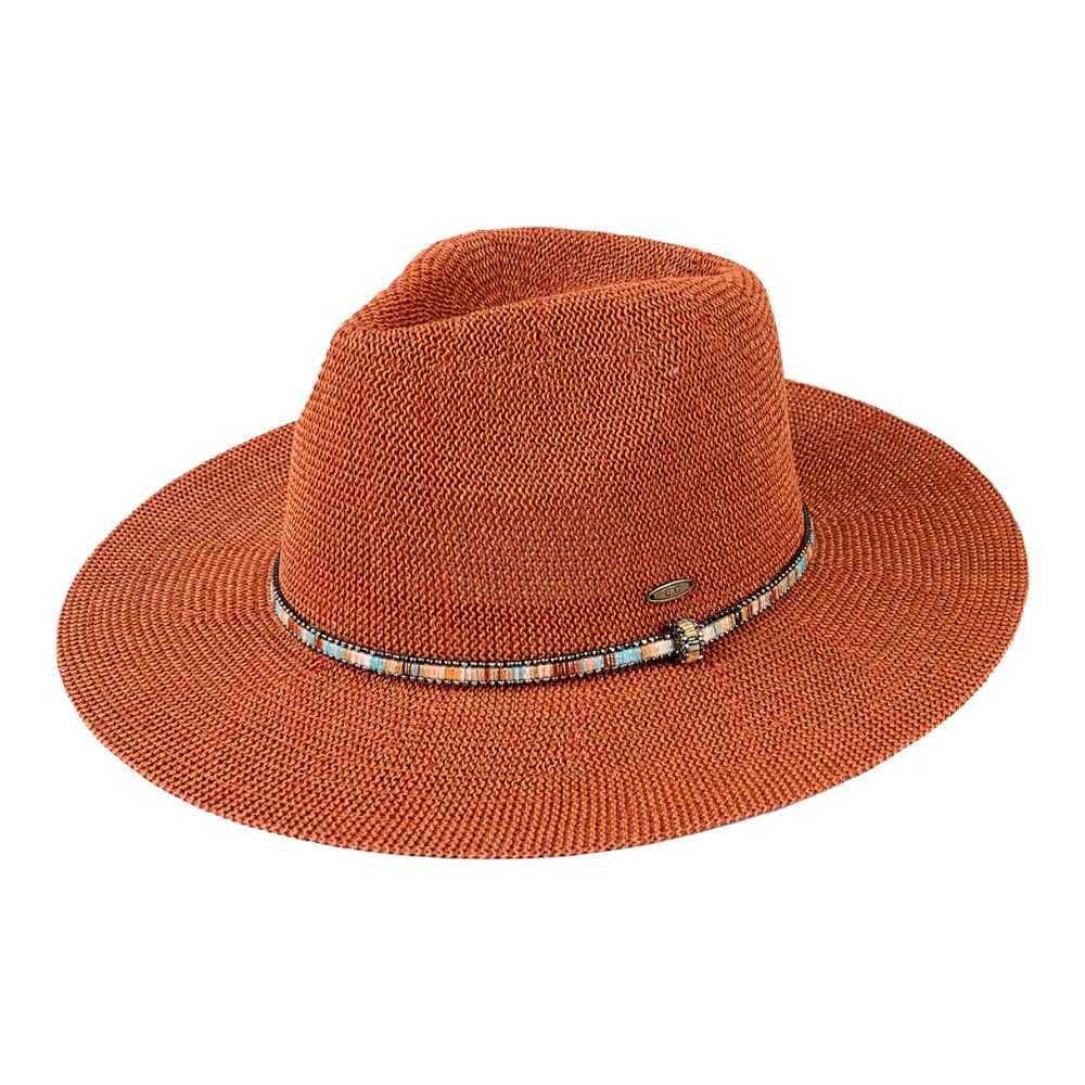 MiMi Wholesale - Wholesale Straw Hat - Women's - KP014 C.C Brand Lilian Multi Thread Rhinestone Band Panama H3