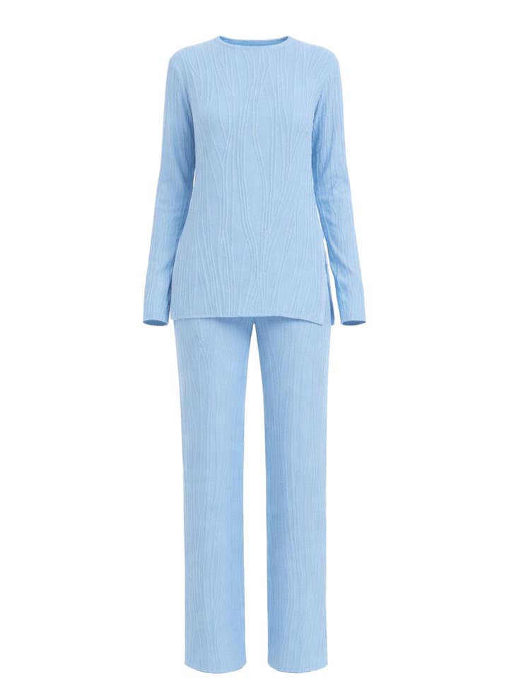 Textured Long Sleeve Top & Pants Set for wholesale by RIVIR