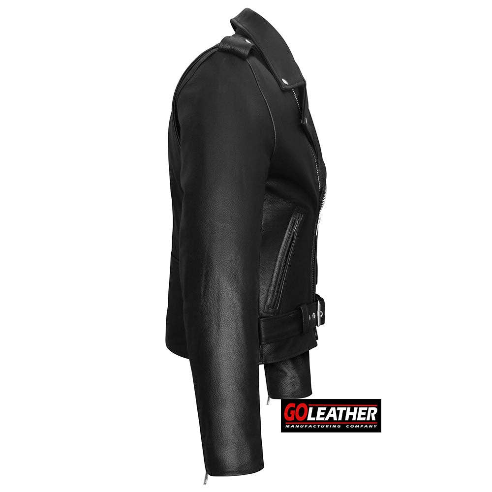 Goleather – wholesale Leather jacket – Men′s – GO730 - Mens Classic MC Style Jacket2