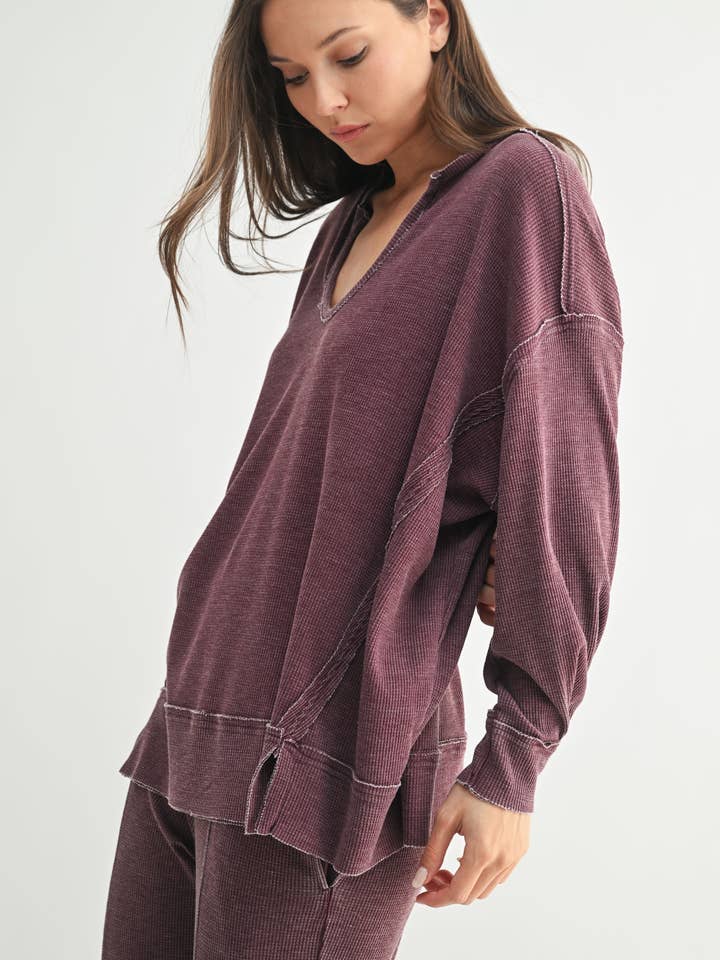 Mono B - Wholesale Tunic - Women's - Cotton Blend Waffle Knit Oversized Long Sleeve37
