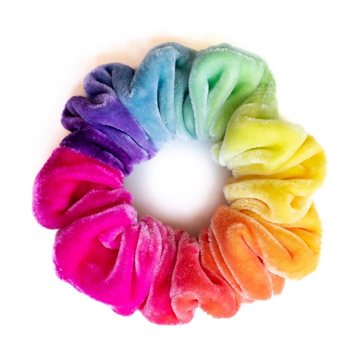 Rainbow Scrunchies | Washable Silk Velvet for wholesale by Fig & Moss