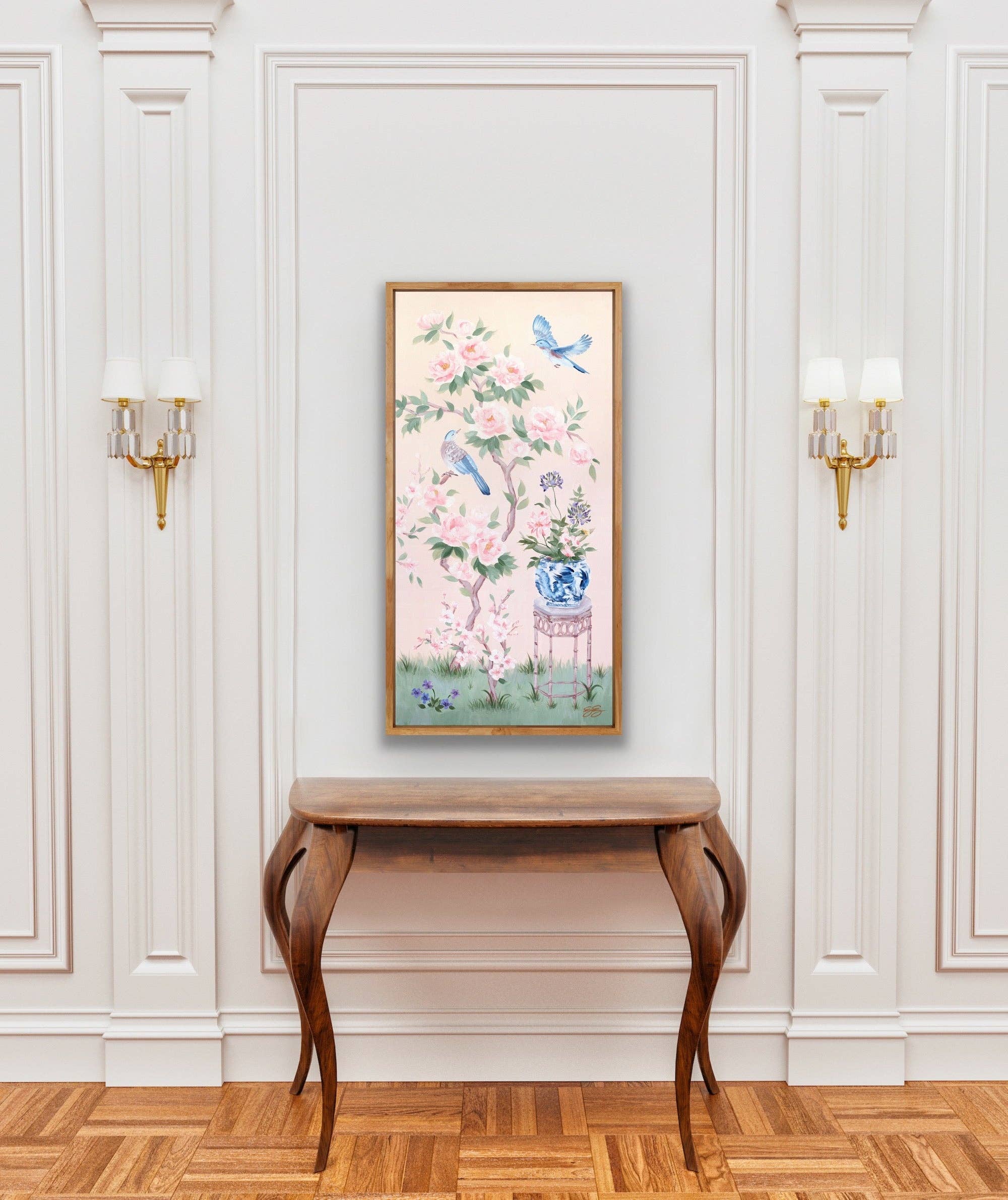 Elizabeth Alice Studio - Wholesale Painting/Drawing - June, a pink chinoiserie canvas wrap2