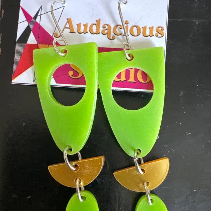 Lime Geometry Earrings for wholesale by Audacious Studio